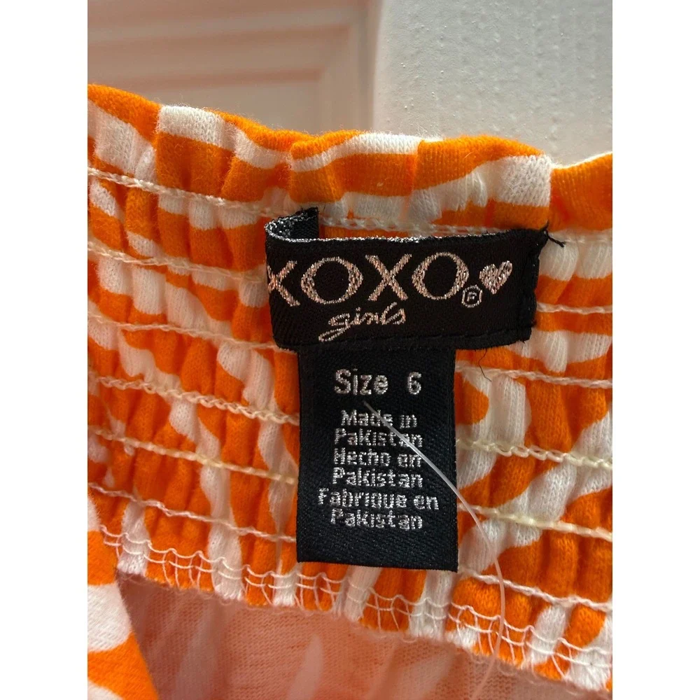 XOXO Girls Zebra Tiered Sundress Orange White Cotton Dress Size 6 NWT